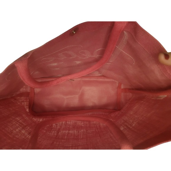 Kendall+James Hot Pink Natural Jute Shoulder Tote Bag with Sequin Beach Babe - Picture 8 of 8